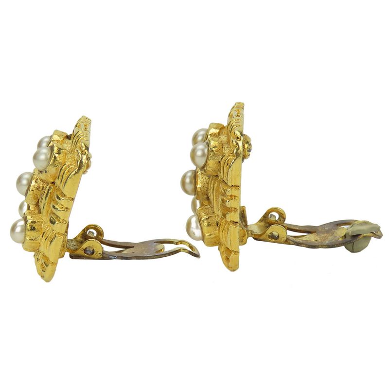 Chanel Earrings Metal Gold Plated Accessories Ladies Women Chanel