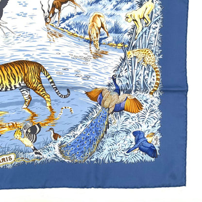 Hermes Carre 90 LA Treve DE L EAU Water Truce Scarf Silk Blue Multicolor