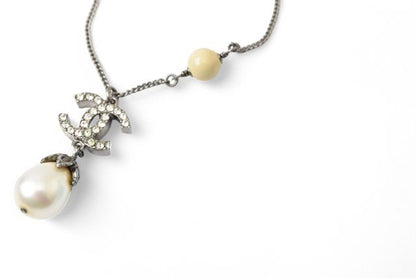 Chanel Necklace Pendant Chanel Coco Mark Double-sided Rhinestone Pearl Motif