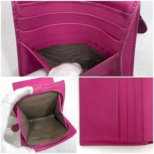 Bottega Veneta Bifold Wallet Pink Intrecciato Compact