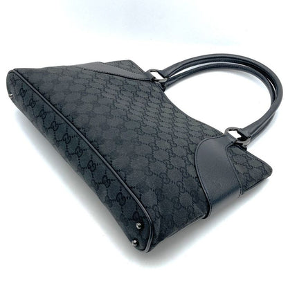 Gucci 113015 Handbag GG Canvas Leather Black Ladies Men Fashion Gift
