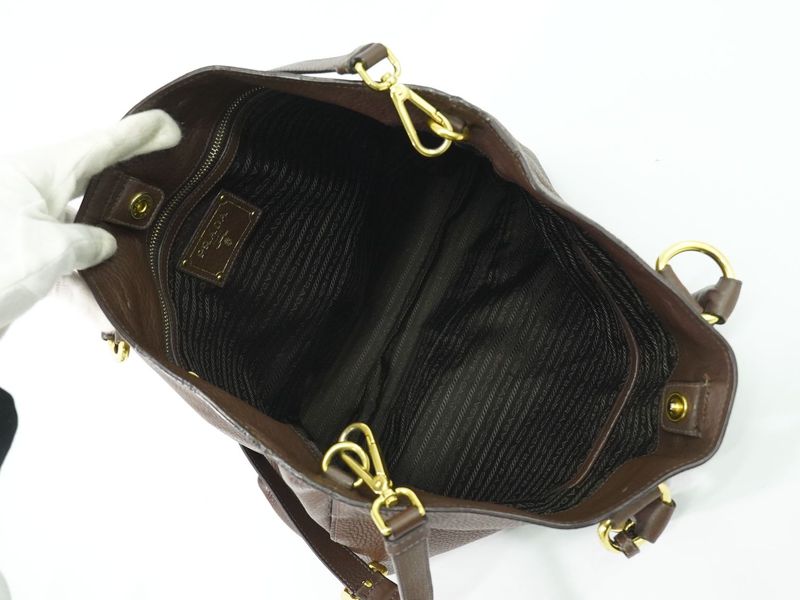 Authentic Prada Leather 2WAY Shoulder Bag Brown Bag Pre-owned [follow-up