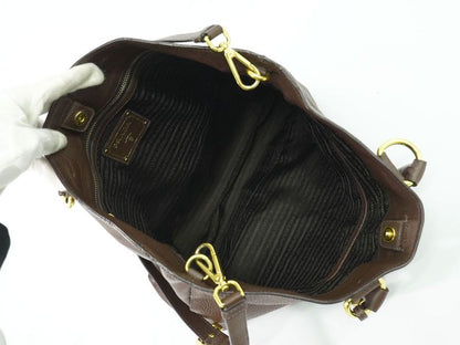 Authentic Prada Leather 2WAY Shoulder Bag Brown Bag Pre-owned [follow-up