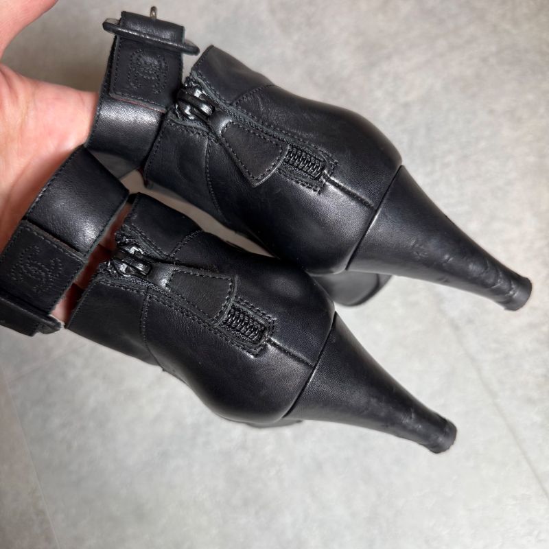 Chanel Matelasse Leather Belt Short Boots Coco Mark Black 36 1 2 23.5cm