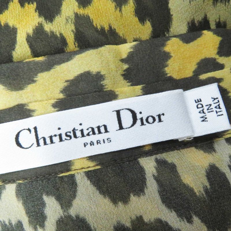 Christian DIOR 141b58a6676 100% Silk BEE Embroidery Leopard Pattern Sheer