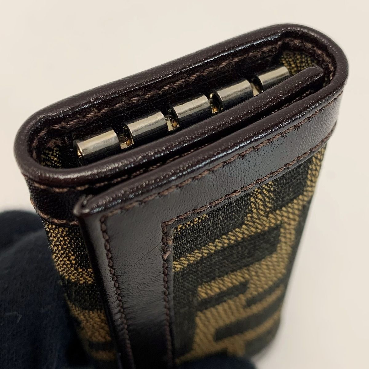 Fendi Zucca 2289-10162-099 Dark Brown Quadruple Key Case Men's Women's