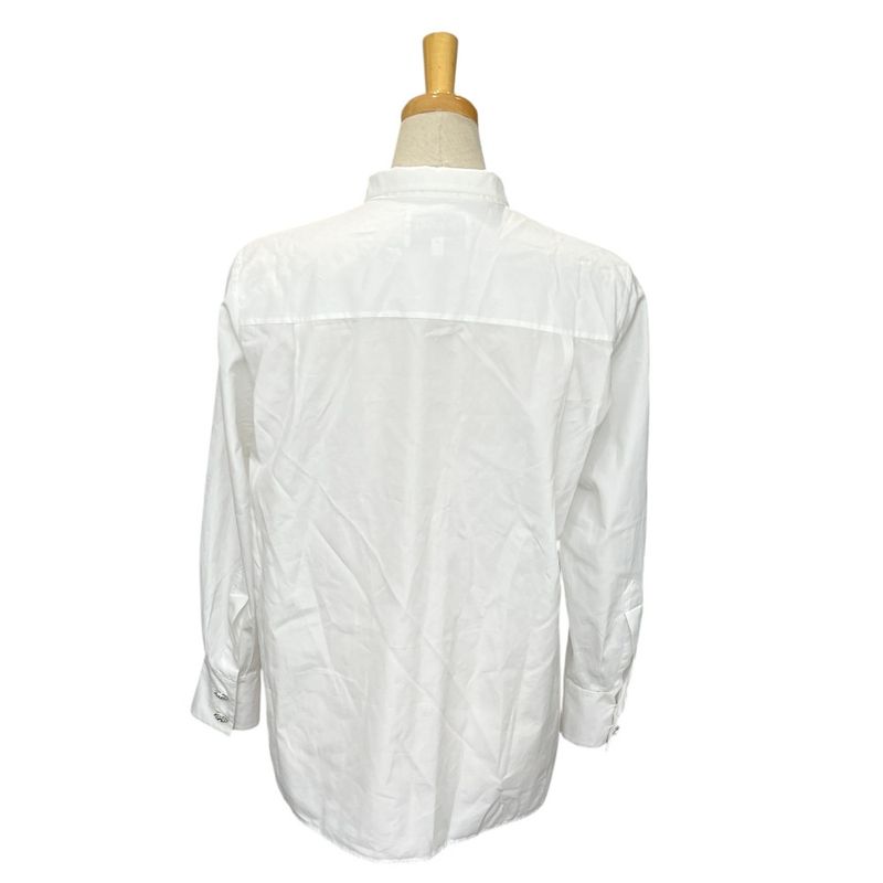 Chanel Blouse Rhinestone Button P59362 Cotton White