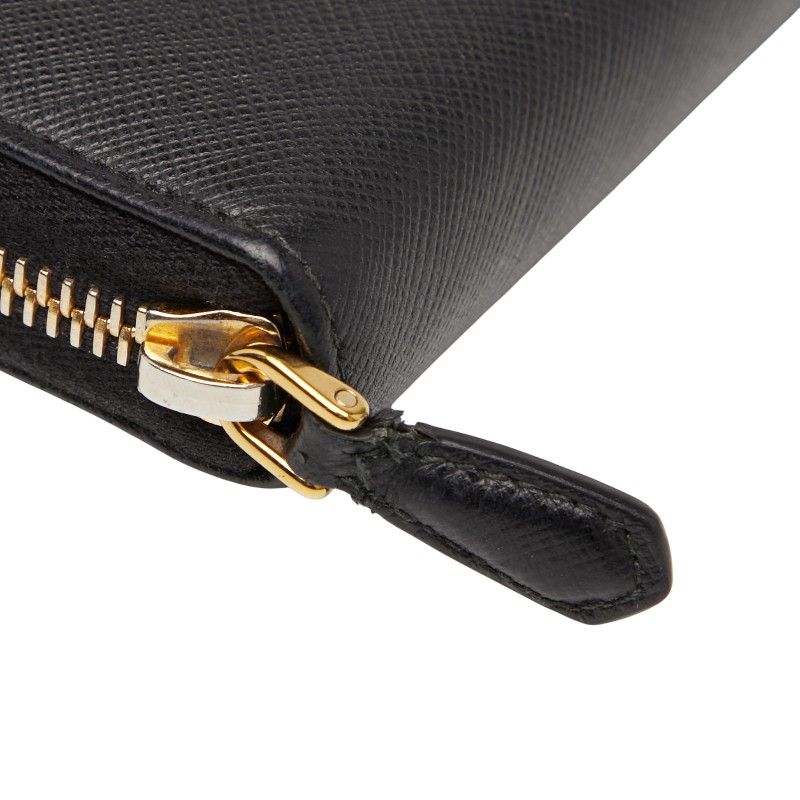 Plat Da Round Zipper Long Wallet 1ml506 Pink Saffiano Leather Women Prada