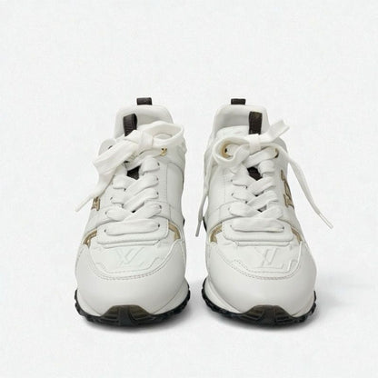 Louis Vuitton Run Away Line Monogram Sneakers Shoes Leather White Gold Brown