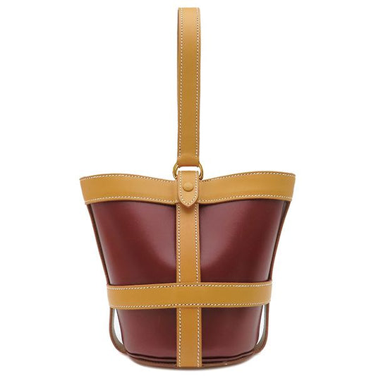 Hermes Handbag Muselière 2 Box Calf Rouge Vif X Natural X Havana Gold Hardware