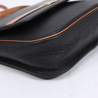 Christian Dior Leather Brown And Black Shoulder Bag Gold