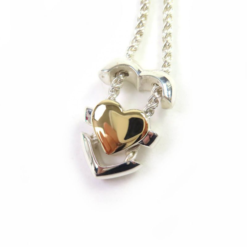 Tiffany & Co 925 750 Heart Puzzle Necklace Pendant Silver Gold