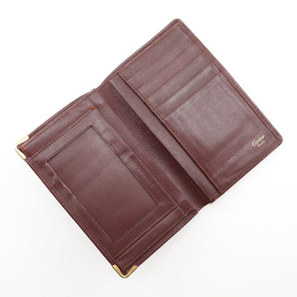 Cartier Mustline Billfold Calf Bordeaux Unisex Folding Wallet