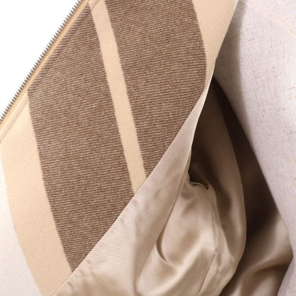 Hermes 22AW 2h0133di Wool Silk Blend Leather Zip Raglan Sleeve Mosaic Coat