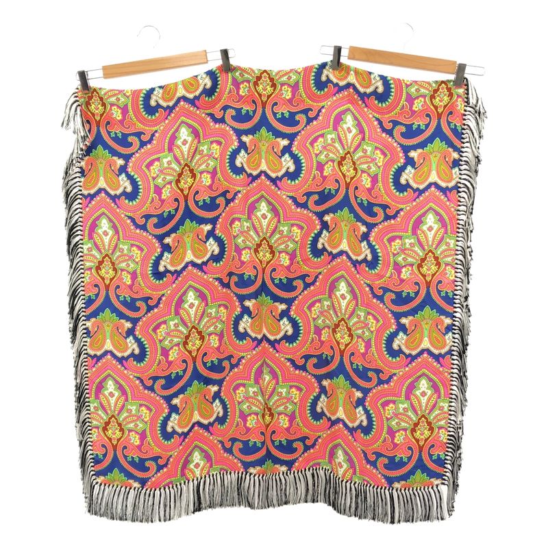 Celine - Silk Paisley Pattern Fringe Large Shawl - Multicolor