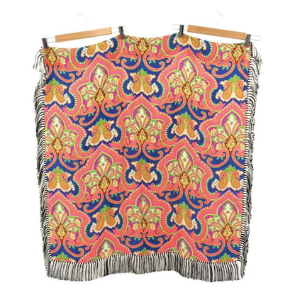 Celine - Silk Paisley Pattern Fringe Large Shawl - Multicolor