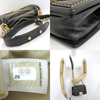 Chanel Boy Chanel 20 Chain Shoulder Flap Bag Cuff Black Studs Black