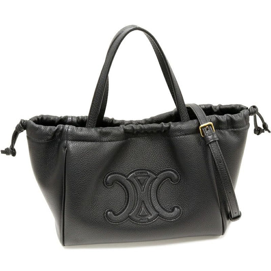 Celine Hand Tote Shoulder Bag Triomphe Cabas Small Drawstring Ring Grained