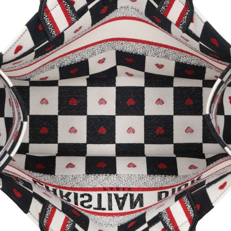 Dior BOOK TOTE Book Tote Heart Pattern Embroidery Logo Tote Bag Women M