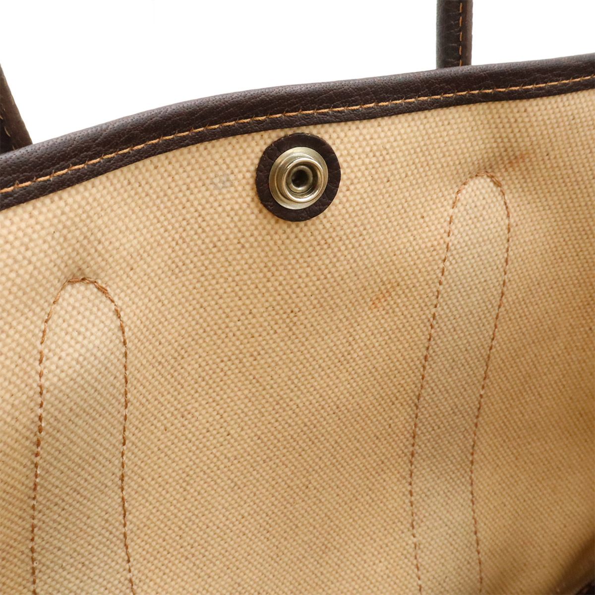 Hermes Garden Party TPM Tote Handbag Mini Bag Toile Ash Brown Brown Strap