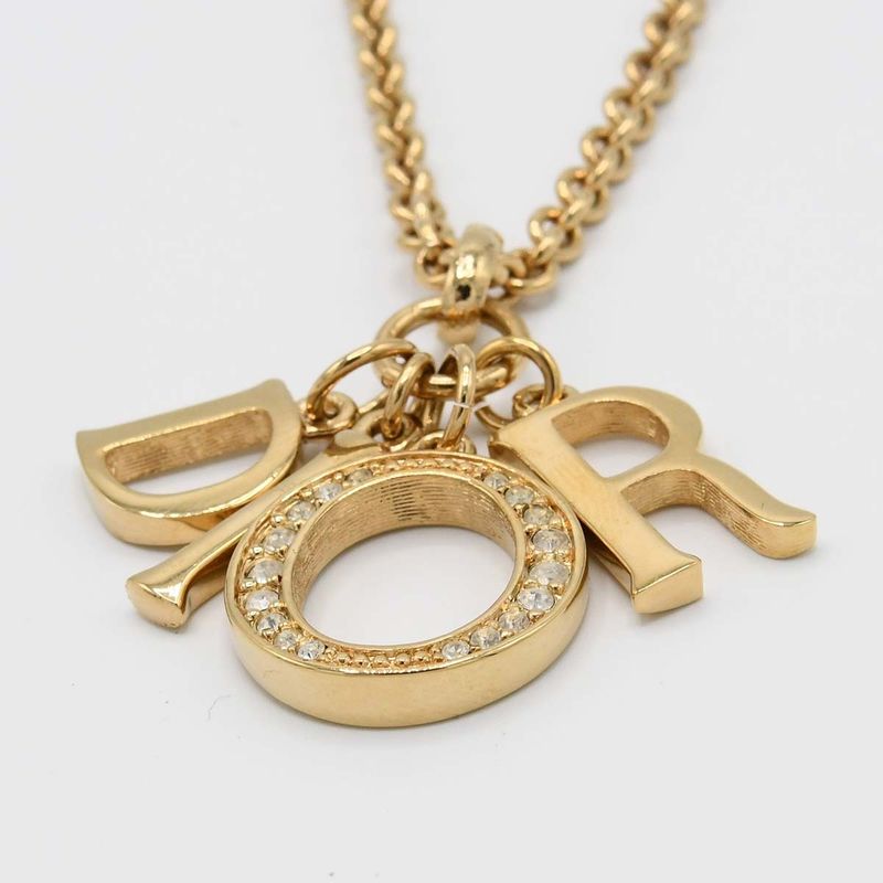 Christian DIOR Necklace GP Gold Color Approx 23.5g Accessories With Box 22k213-3