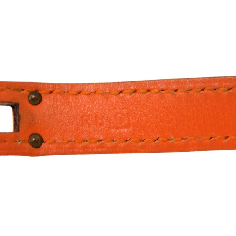 Hermes Kelly Dubreuil Swift Orange Gold Hardware □G Engraved Bracelet 0902