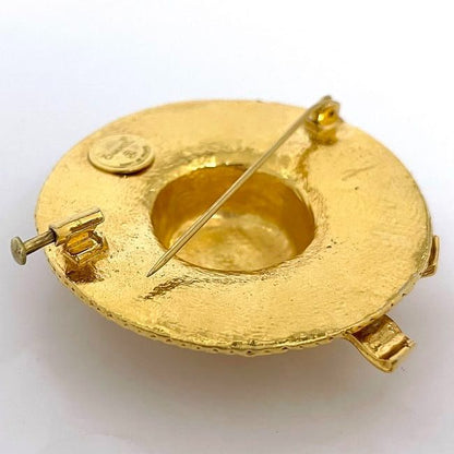 Chanel Straw Hat Brooch Gold Rare Excellent Condition GP Used