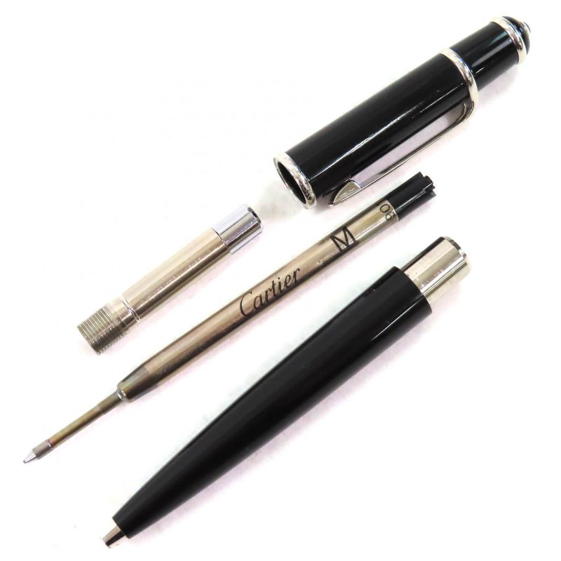 Cartier Diabolo De Cartier Blue Gemstone Twist Ballpoint Pen Black Silver Made