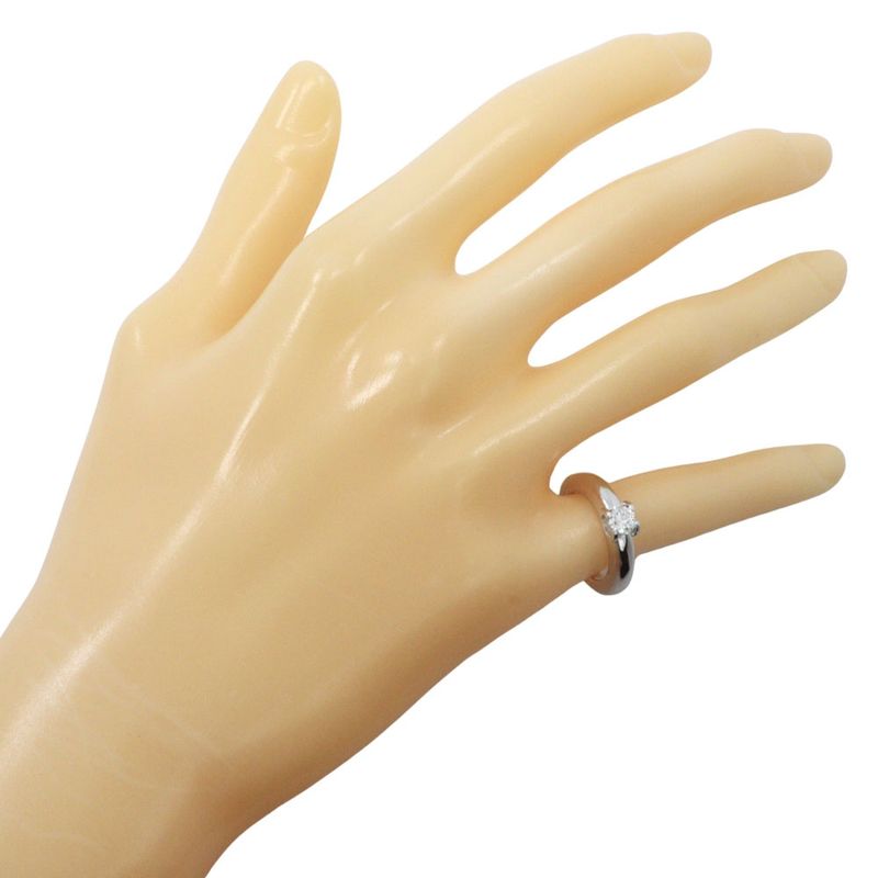 Cartier C De Solitaire 18kwhite Gold With Diamonds #6 Ladies 7.5g Ring