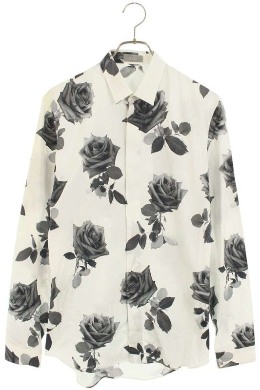 Dior Homme 16AW 433c529a3817 Rose Patterned Long Sleeved Shirt Men's 37