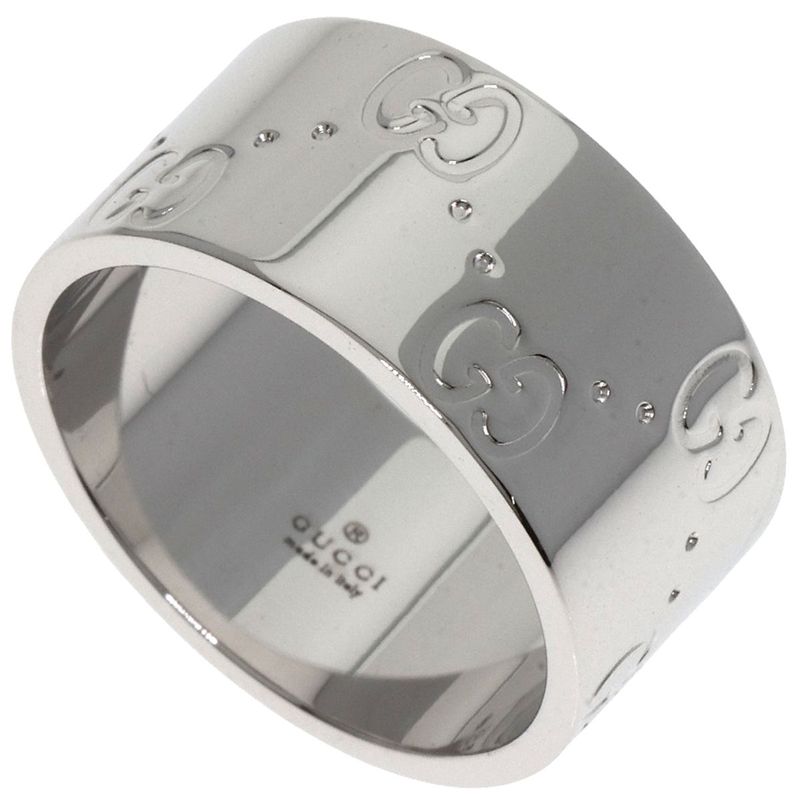 Gucci GG Icon Wide #11 Ring - 18K White Gold Ladies