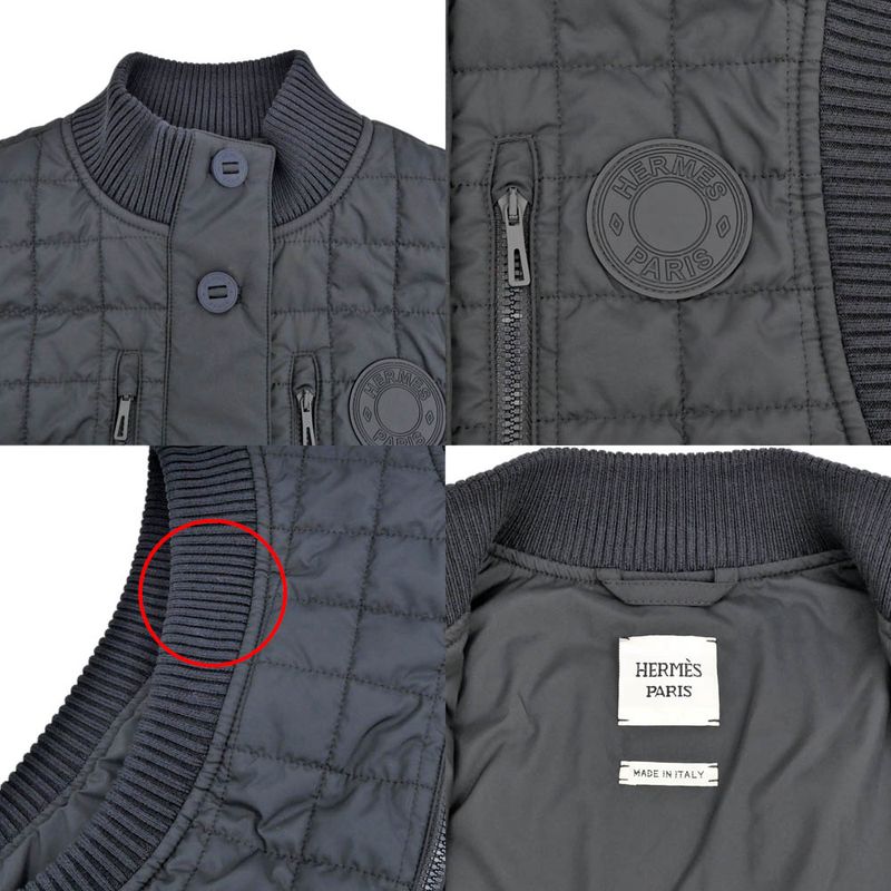 Hermes Quilted Nosleeve Bomba Jacket Black Size 36 Ladies' Women's