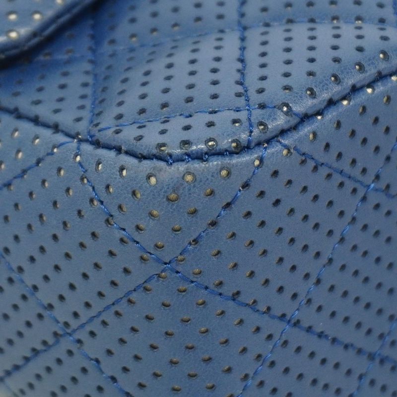 Chanel Shoulder Bag Matelasse Lambskin Blue Silver Hardware Women