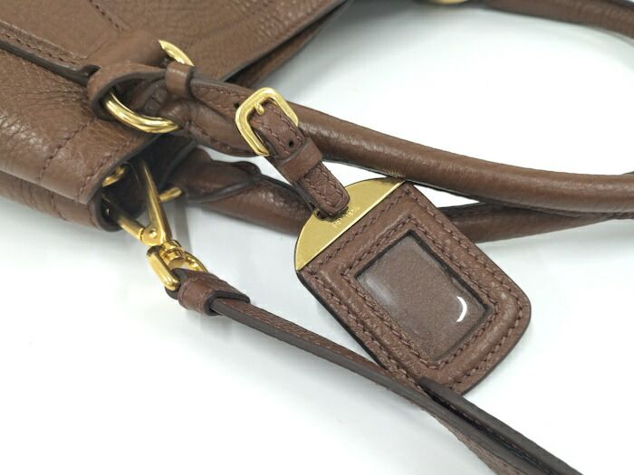 Prada Shoulder Bag Leather Brown Bn2534