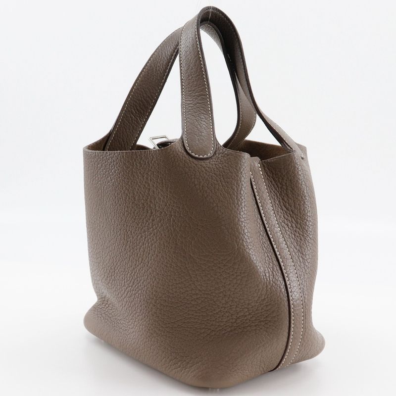Hermes Picotin Lock 18 PM Taurillon Clemence Etoupe □L Ladies Handbag
