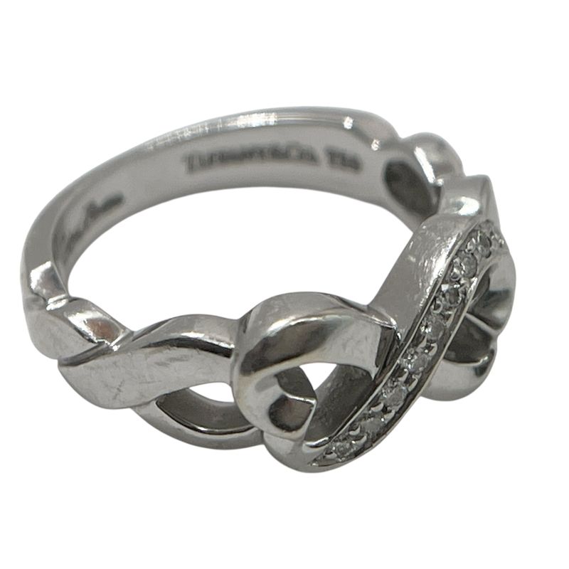 Tiffany & Co Ring - 18K Diamond Double Rubbing Heart With Diamonds