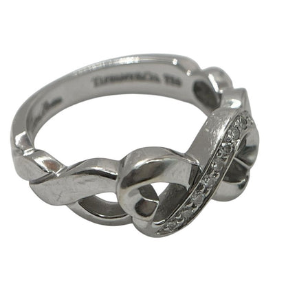 Tiffany & Co Ring - 18K Diamond Double Rubbing Heart With Diamonds