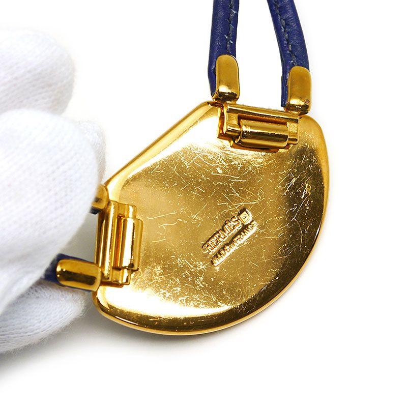 Hermes Emile Choker Plated (GP) And Leather Navy
