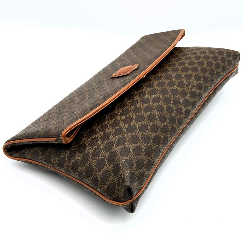 Celine DM91 Clutch Bag Second Bag Pouch Macadam PVC Leather Brown Ladies Men