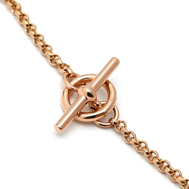 Hermes Bracelet Exlibris PM 18k Pink Gold Diamonds Rose Gold Sh Pink Gold Au750