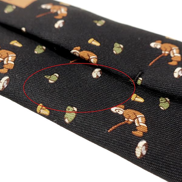 Hermes Necktie Fishing Pattern 9cm (3.54in) Silk Black and Multicolor Black