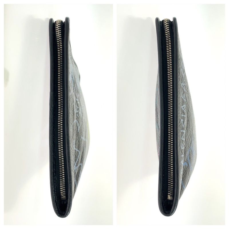 Balenciaga Graffiti Print Black Multicolor Silver Hardware Leather 443658 1060