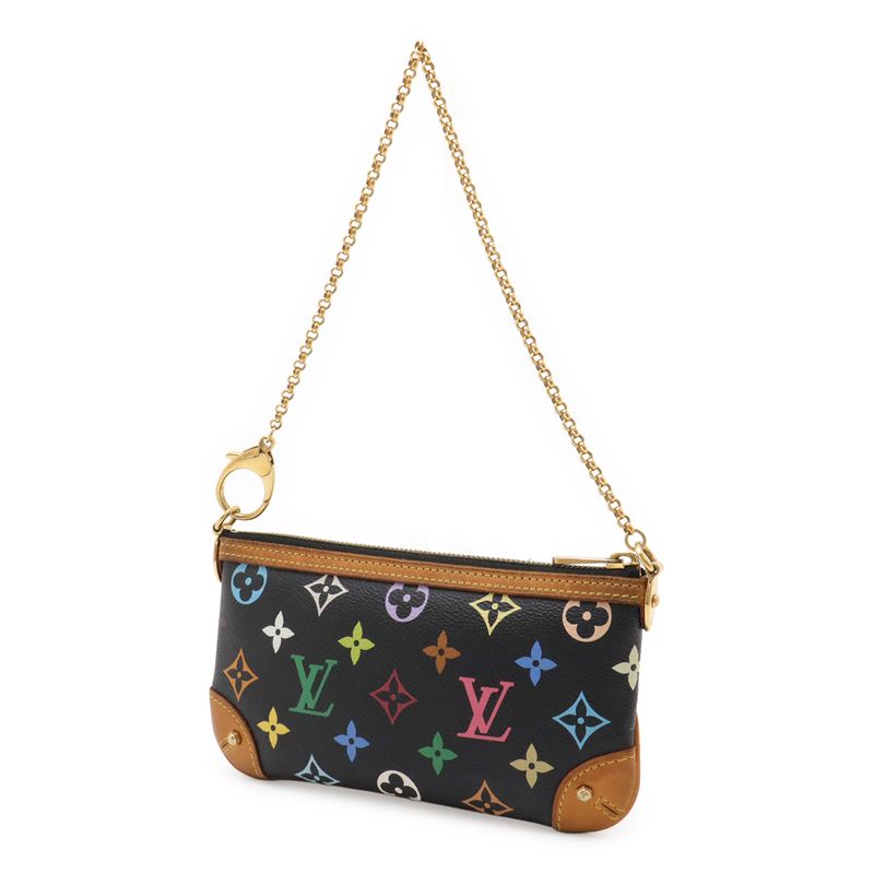 Louis Vuitton Monogram Multicolor Pochette Mira MM Chain Accessoire Pouch Noir