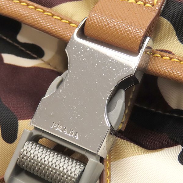 Prada 2way Bag Camouflage Pattern Shoulder Nylon Leather Sabbia Silver Hardware