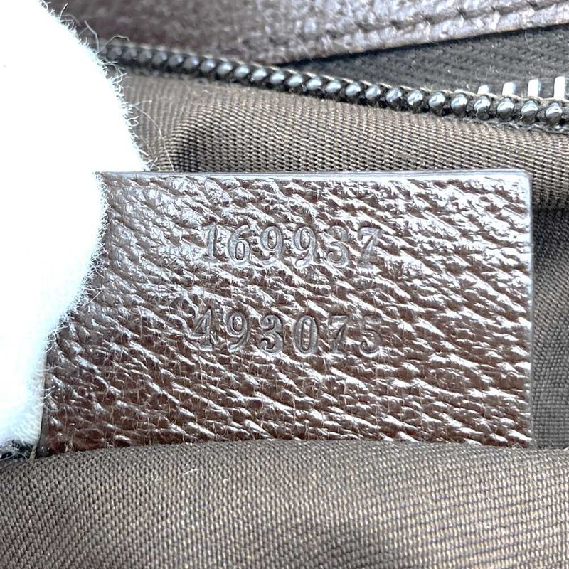 Gucci 169937 GG Canvas Sherry Line Shoulder Bag Leather Brown Ladies Men