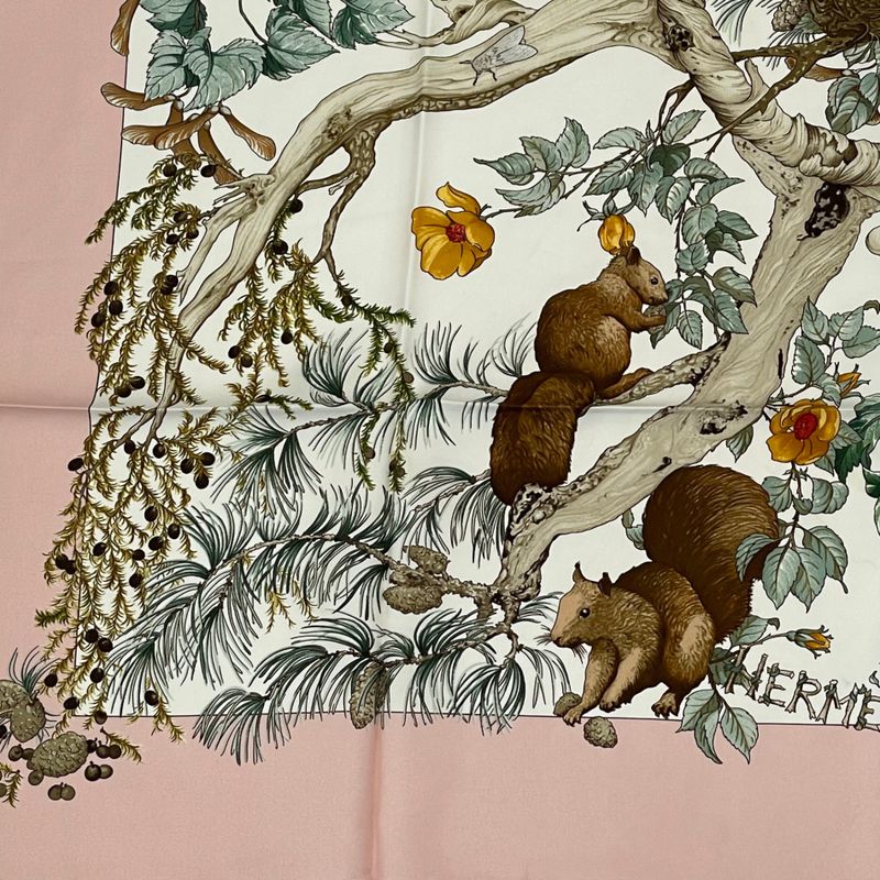 Hermes Carre 90 U Coeur DES BOIS In The Woods Navy 100% Silk Scarf
