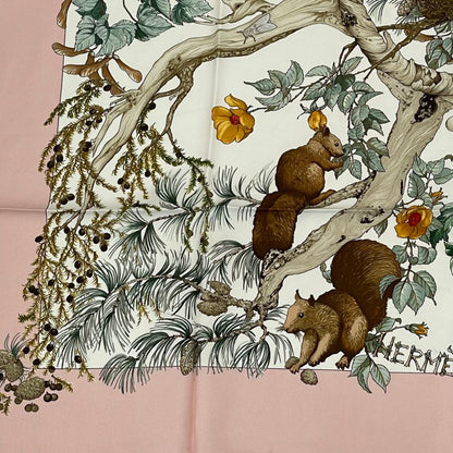 Hermes Carre 90 U Coeur DES BOIS In The Woods Navy 100% Silk Scarf