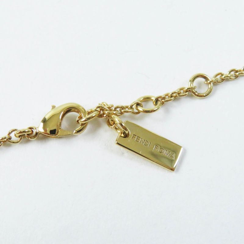 Fendi 8ak081 Logo Ribbon Necklace/pendant Gold With Box Ladies