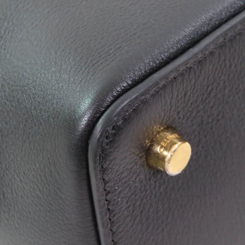 Celine 19987 Conti Bag Grained Calfskin Supple With Logo Padlock With Key Black