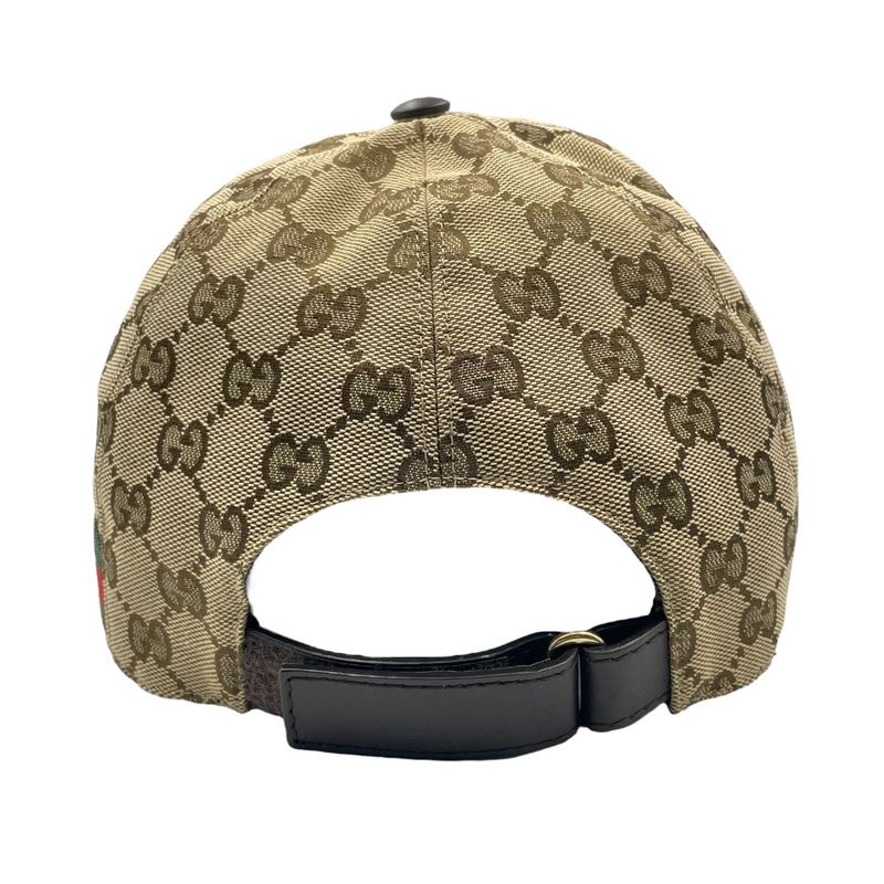 Gucci Hat Baseball Cap Leather GG Logo Blawan Men's Size XL